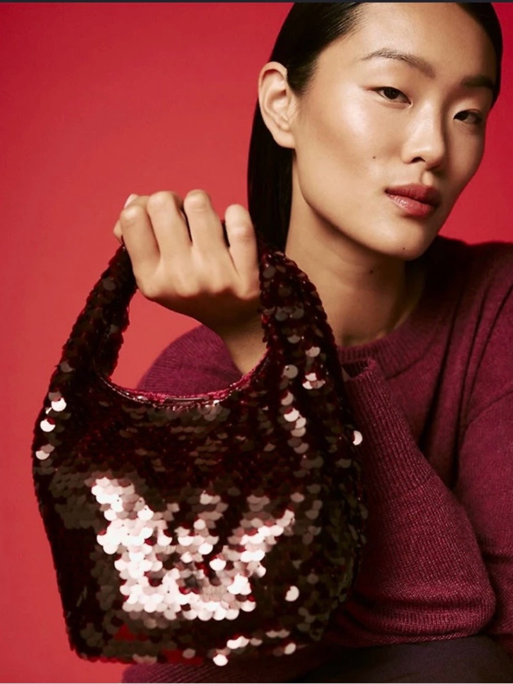 NWT Reitmans Burgundy Sequins Mini Bag